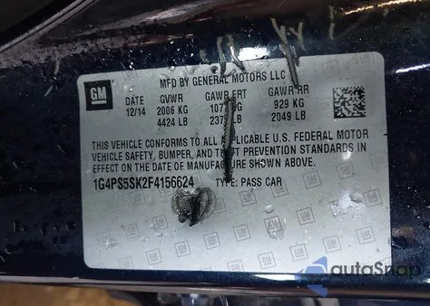 2015 Buick Verano Leather Group from USA, damaged, VIN 1G4PS5SK2F4156624